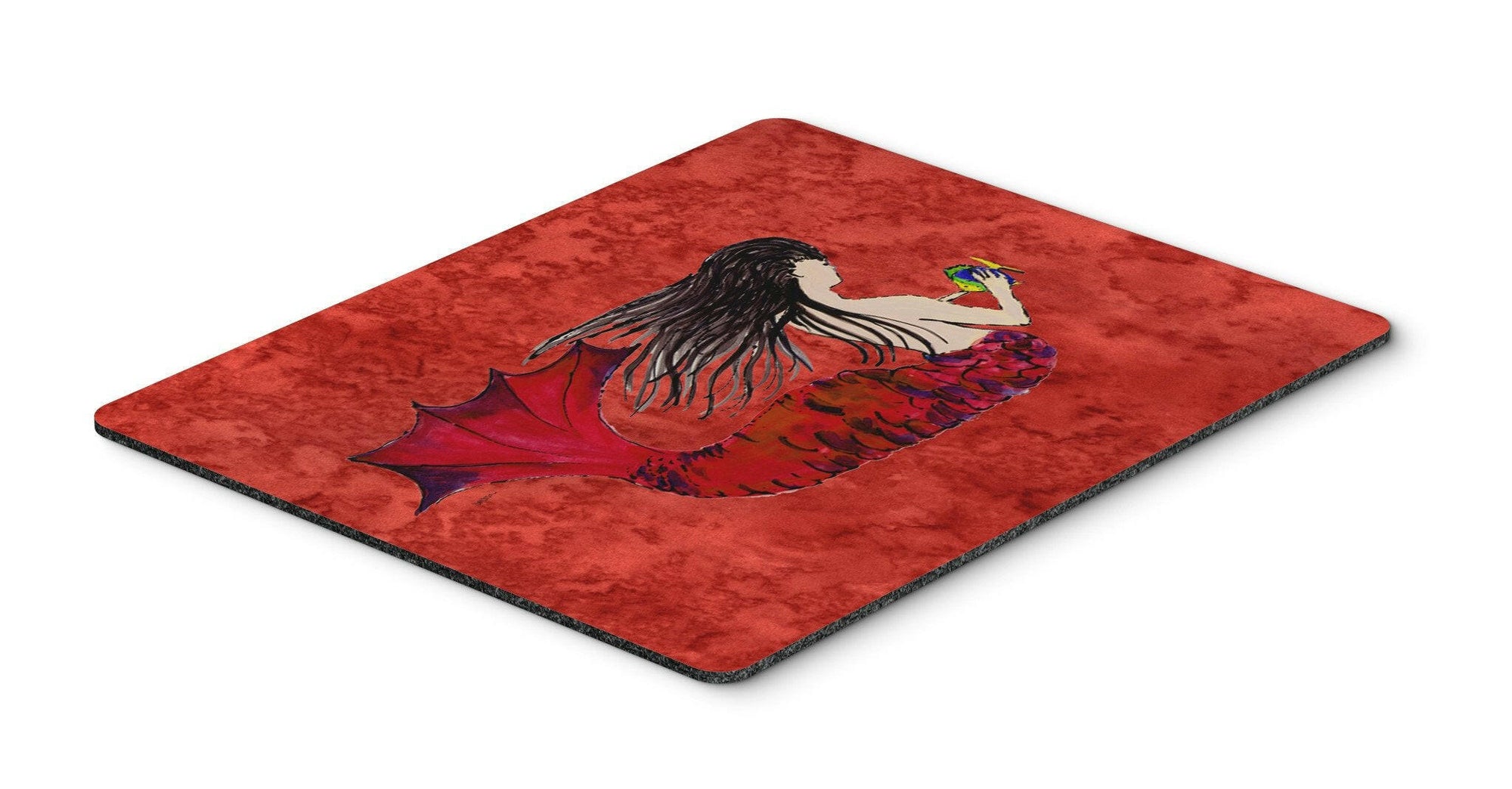 Black Haired Mermaid on Red Mouse Pad, Hot Pad or Trivet 8726MP by Caroline's Treasures