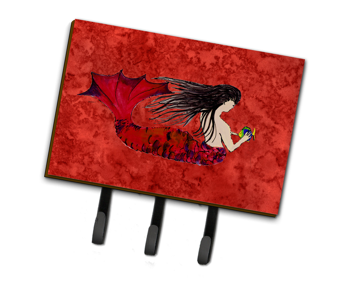 Black Haired Mermaid on Red Leash or Key Holder 8726TH68