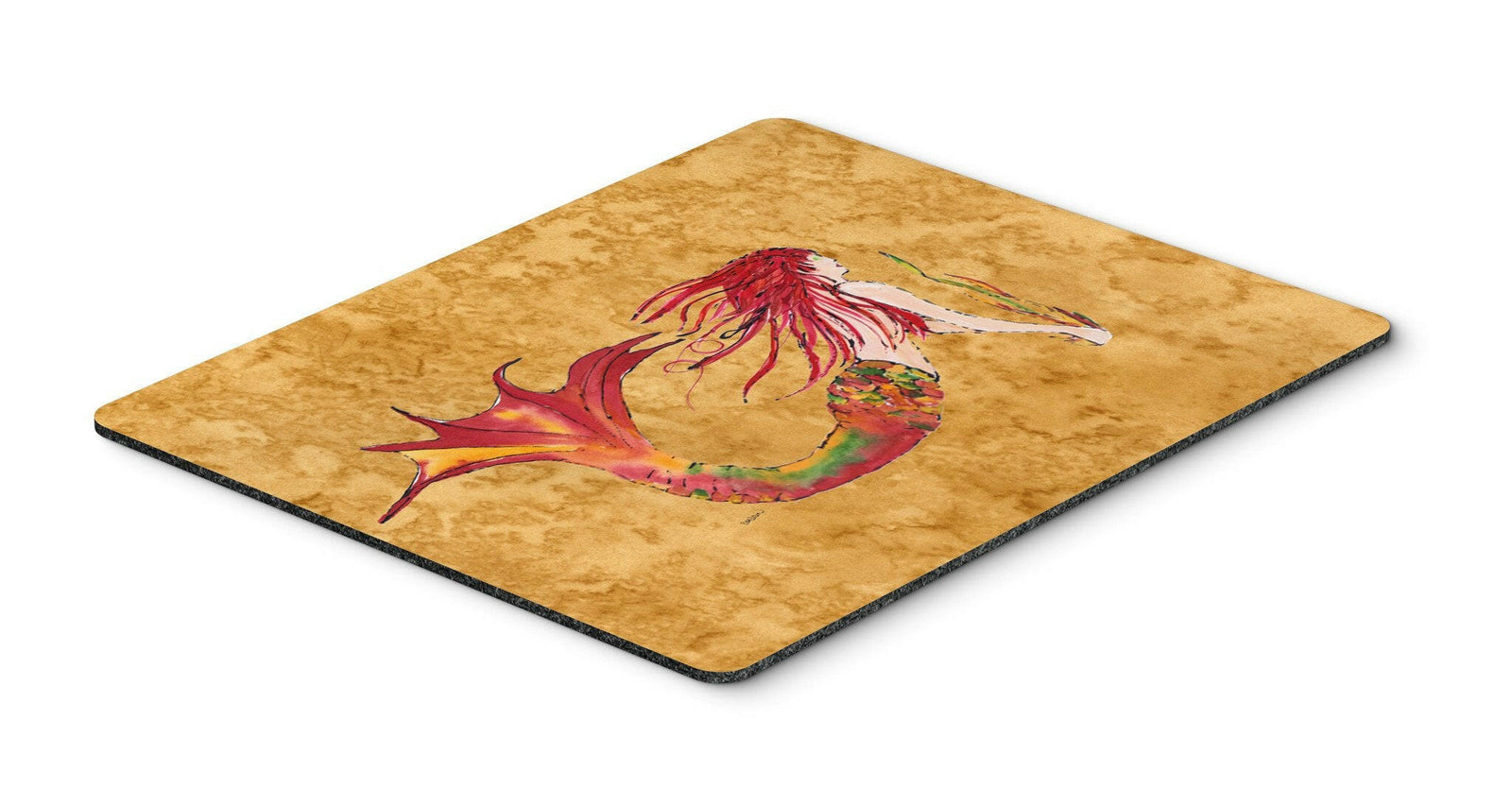 Ginger Red Headed Mermaid on Gold Mouse Pad, Hot Pad or Trivet 8727MP by Caroline's Treasures