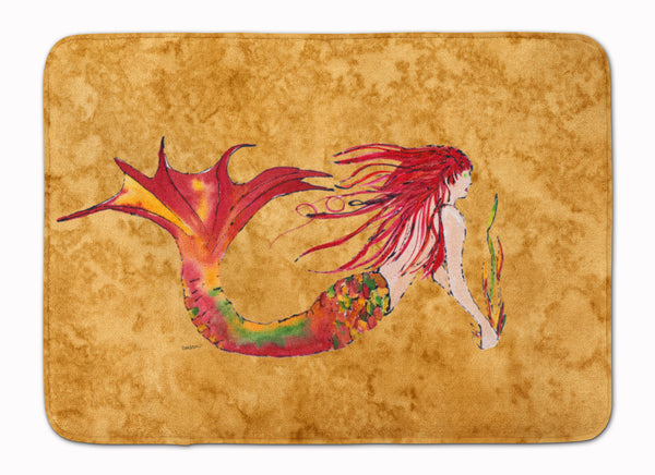 Ginger Red Headed Mermaid on Gold Machine Washable Memory Foam Mat 8727RUG - the-store.com