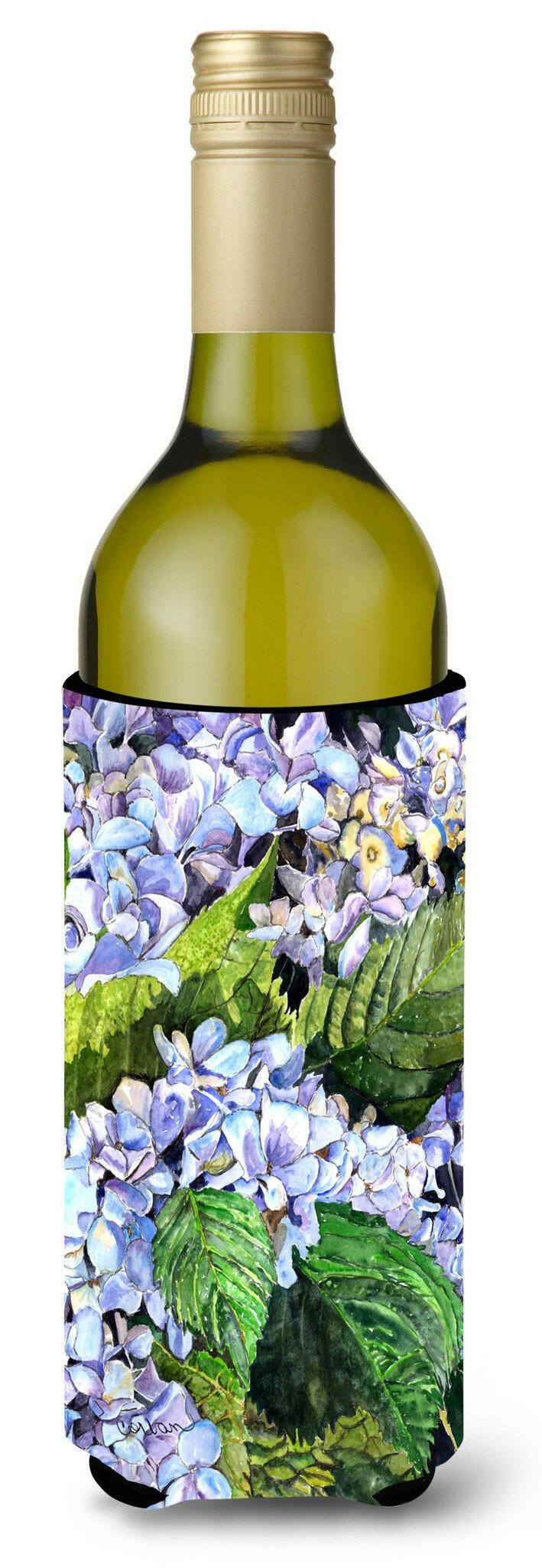 Hydrangea Wine Bottle Beverage Insulator Beverage Insulator Hugger by Caroline&#39;s Treasures