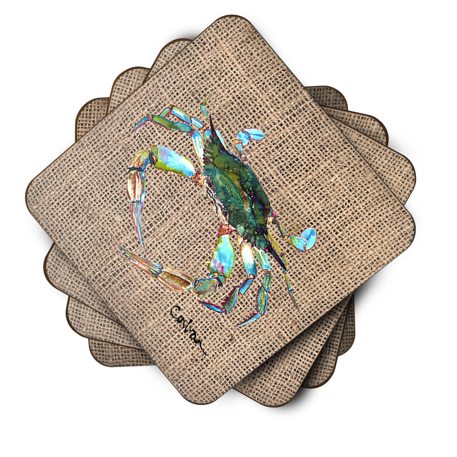 Caroline's Treasures Crab Coasters - Set of 4 Lightweight Foam, Absorbent Drink Coasters