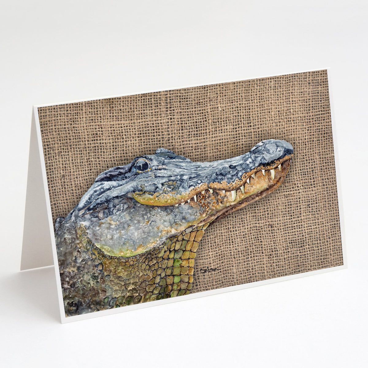 Buy this Alligator  on Faux Burlap Greeting Cards and Envelopes Pack of 8