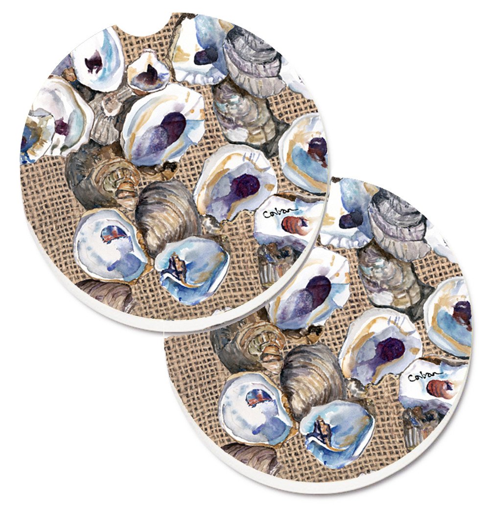 Oyster Set of 2 Cup Holder Car Coasters 8734CARC by Caroline&#39;s Treasures