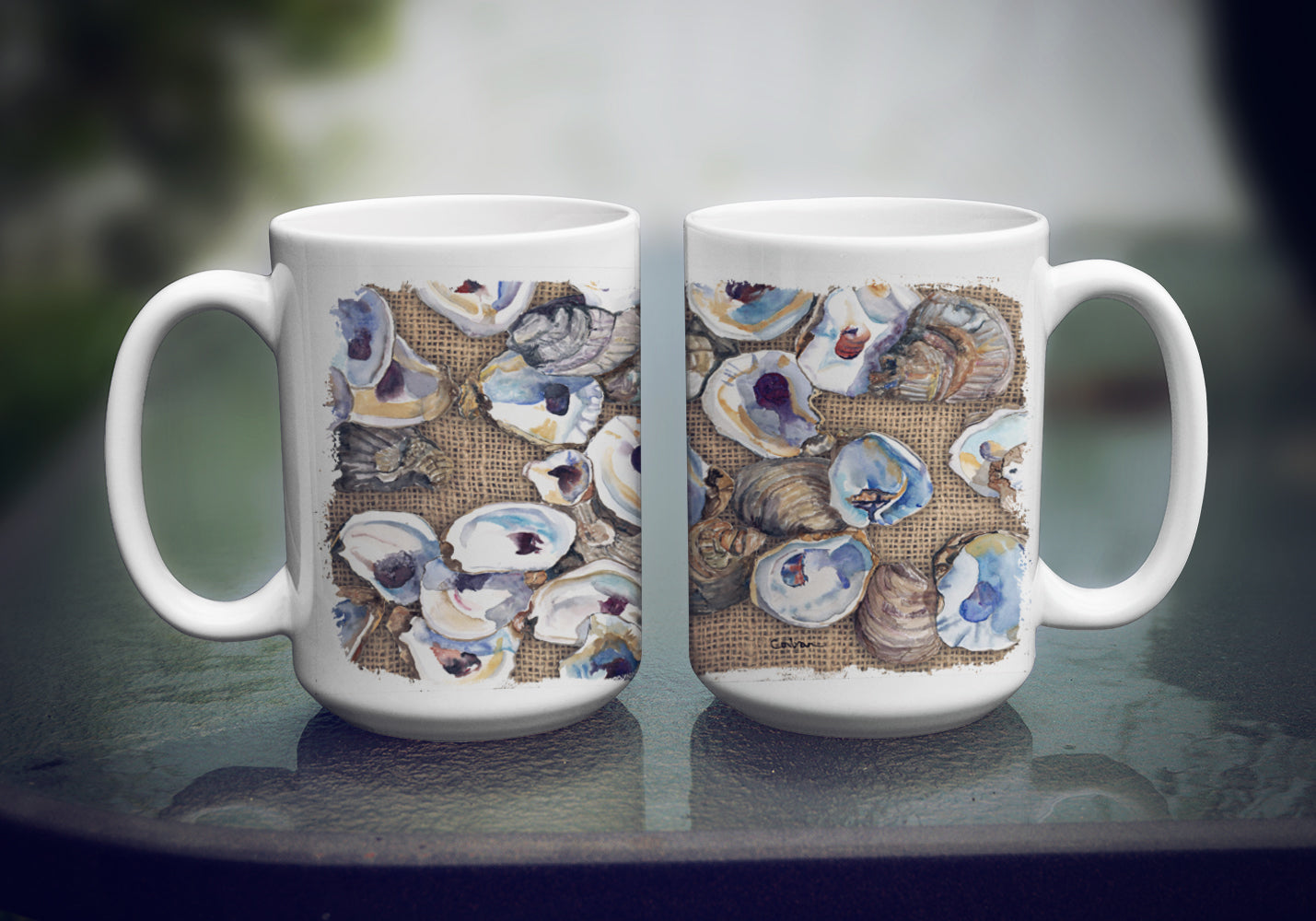 Caroline's Treasures Oyster Dishwasher Safe Microwavable Ceramic Coffee Mug 15 ounce 8734CM15