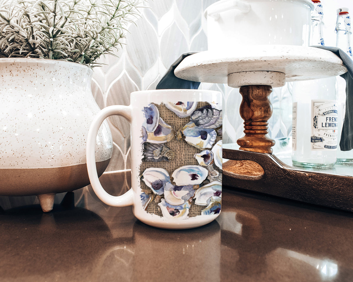 Caroline's Treasures Oyster Dishwasher Safe Microwavable Ceramic Coffee Mug 15 ounce 8734CM15