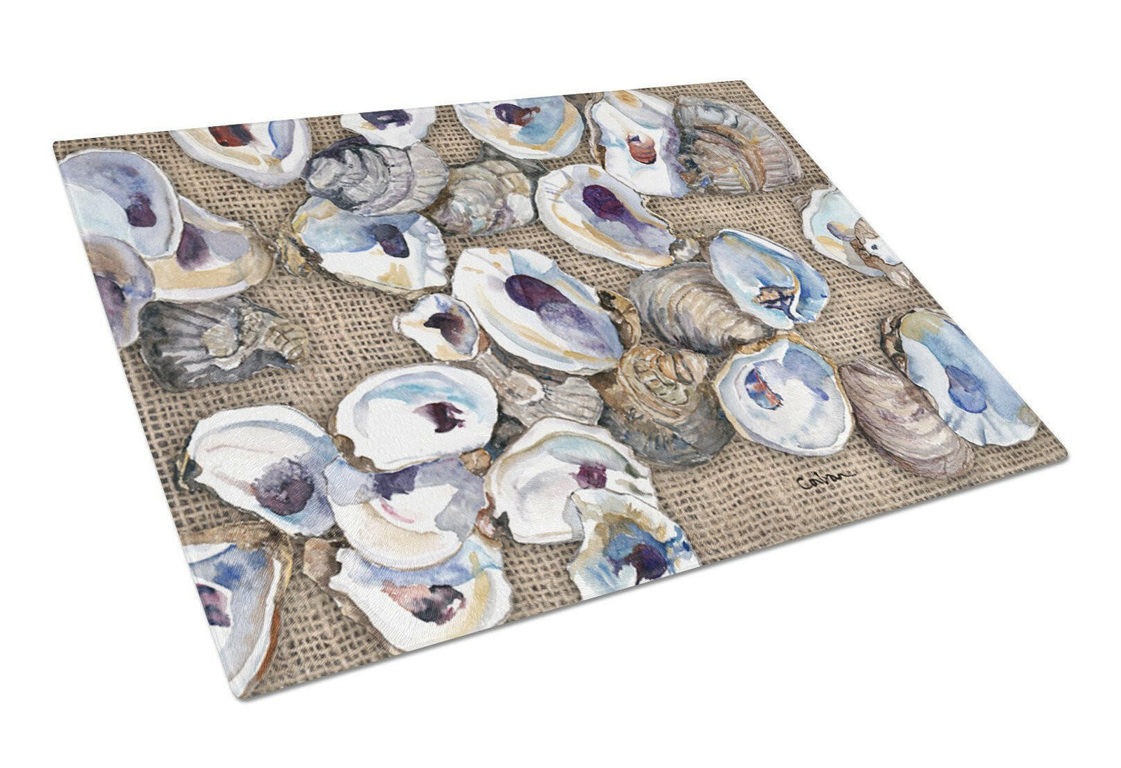 Oyster  Glass Cutting Board Large by Caroline's Treasures