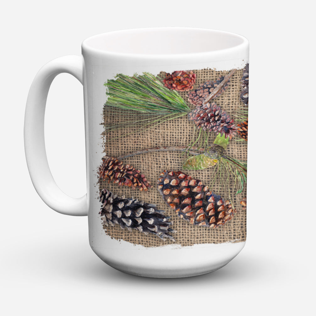 Pine Cones Dishwasher Safe Microwavable Ceramic Coffee Mug 15 ounce 8735CM15