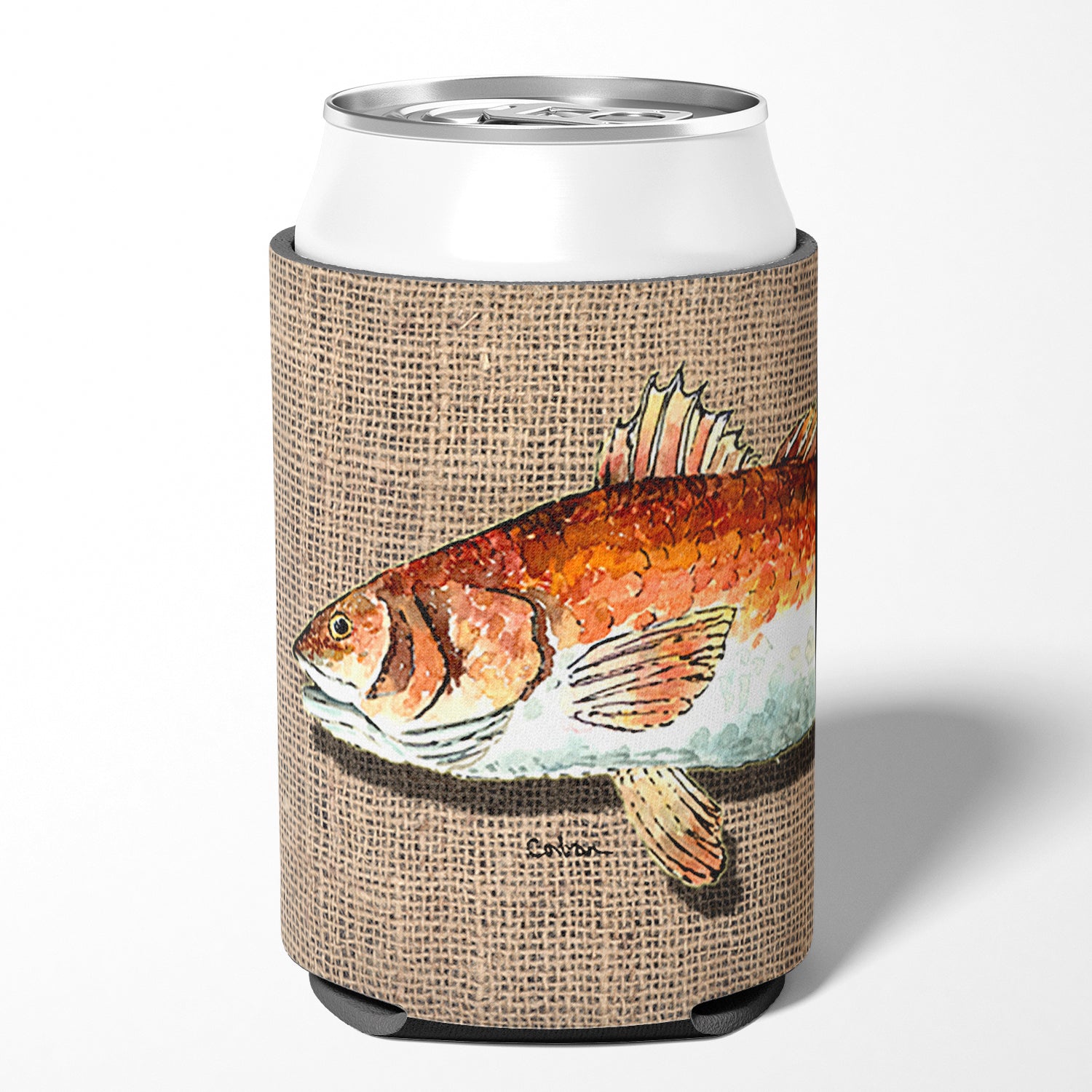 Red Fish Can or Bottle Beverage Insulator Hugger.