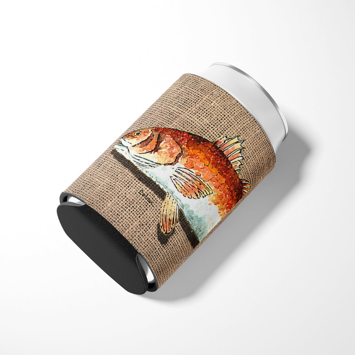 Red Fish Can or Bottle Beverage Insulator Hugger.