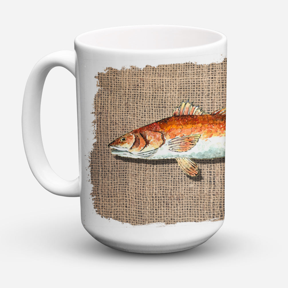 Red Fish Dishwasher Safe Microwavable Ceramic Coffee Mug 15 ounce 8736CM15  the-store.com.