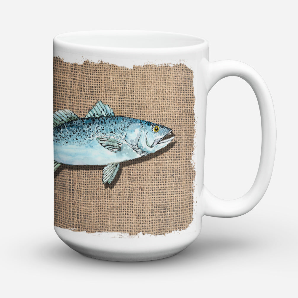 Caroline's Treasures Fish Speckled Trout Dishwasher Safe Microwavable Ceramic Coffee Mug 15 ounce 8737CM15