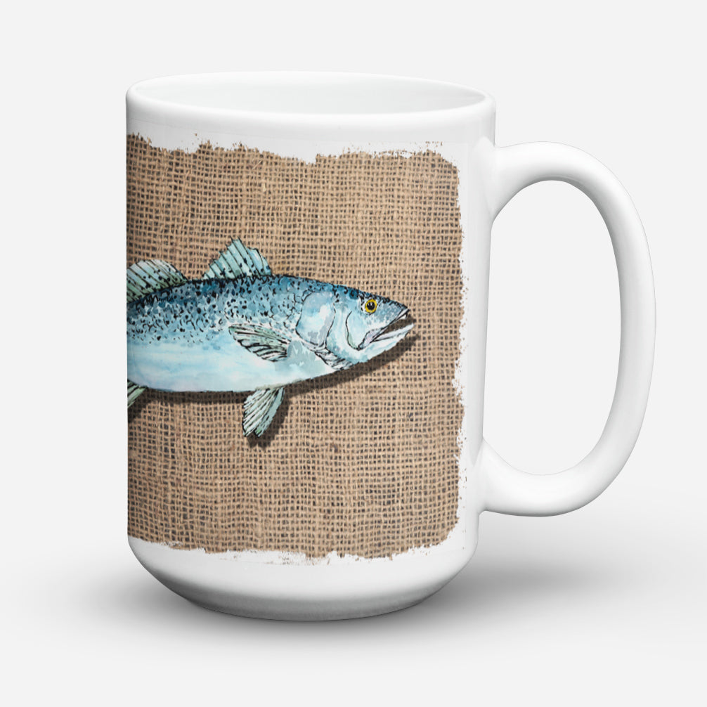 Fish Speckled Trout Dishwasher Safe Microwavable Ceramic Coffee Mug 15 ounce 8737CM15  the-store.com.