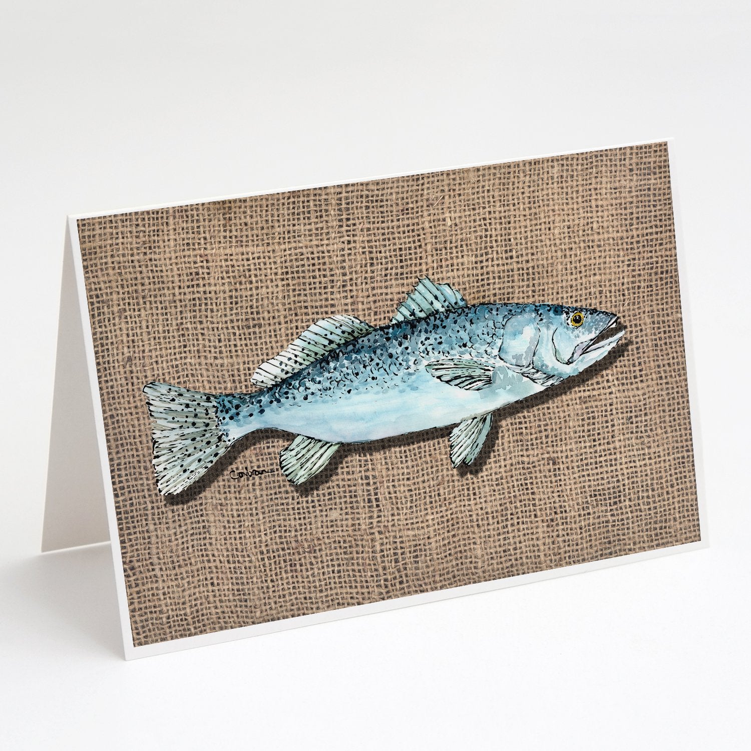 Buy this Fish Speckled Trout  on Faux Burlap Greeting Cards and Envelopes Pack of 8