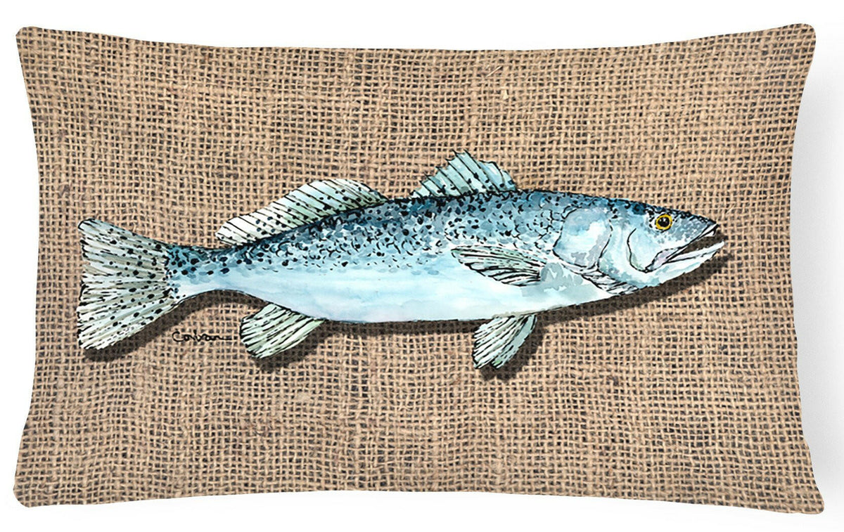 Fish Speckled Trout   Canvas Fabric Decorative Pillow by Caroline&#39;s Treasures
