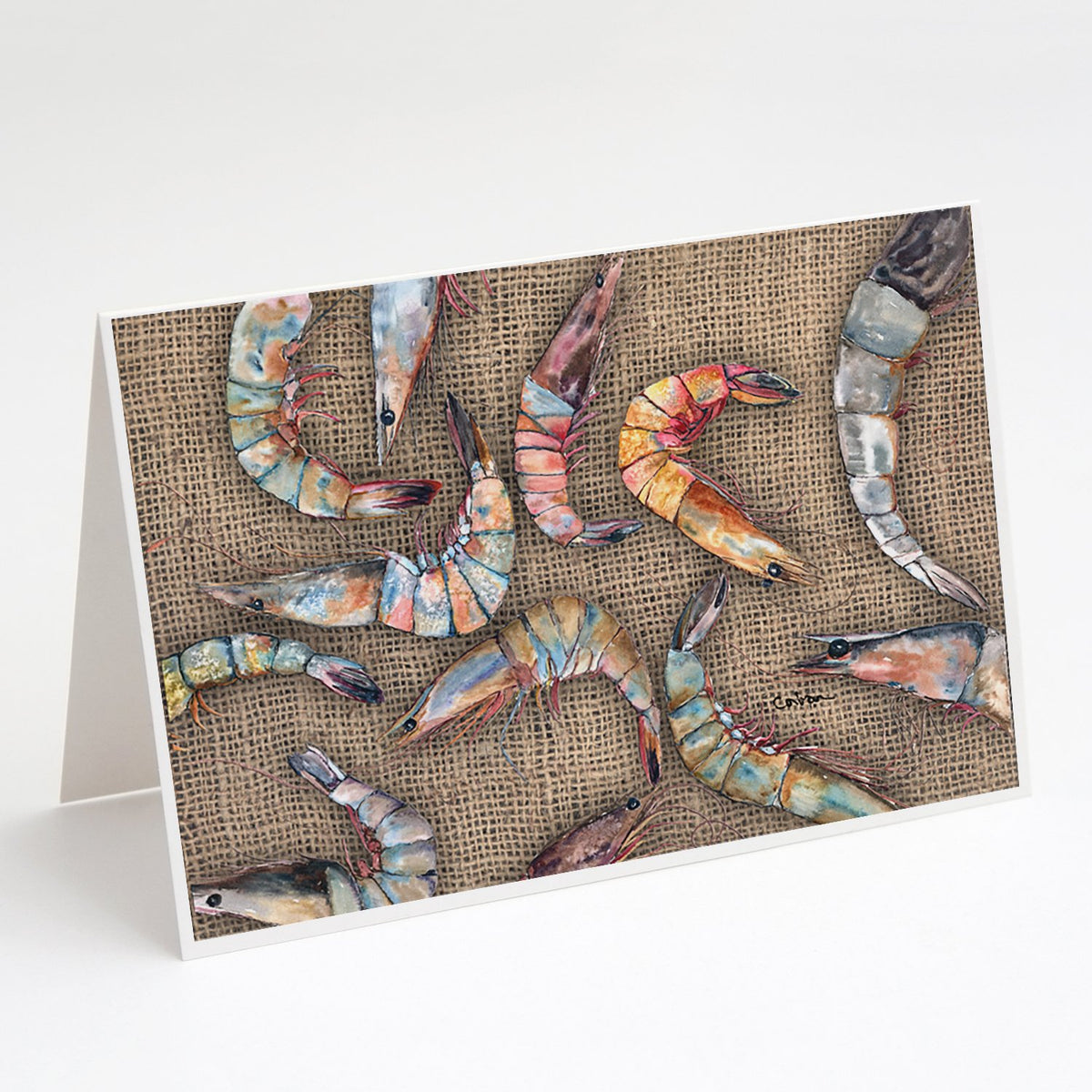 Buy this Shrimp  on Faux Burlap Greeting Cards and Envelopes Pack of 8