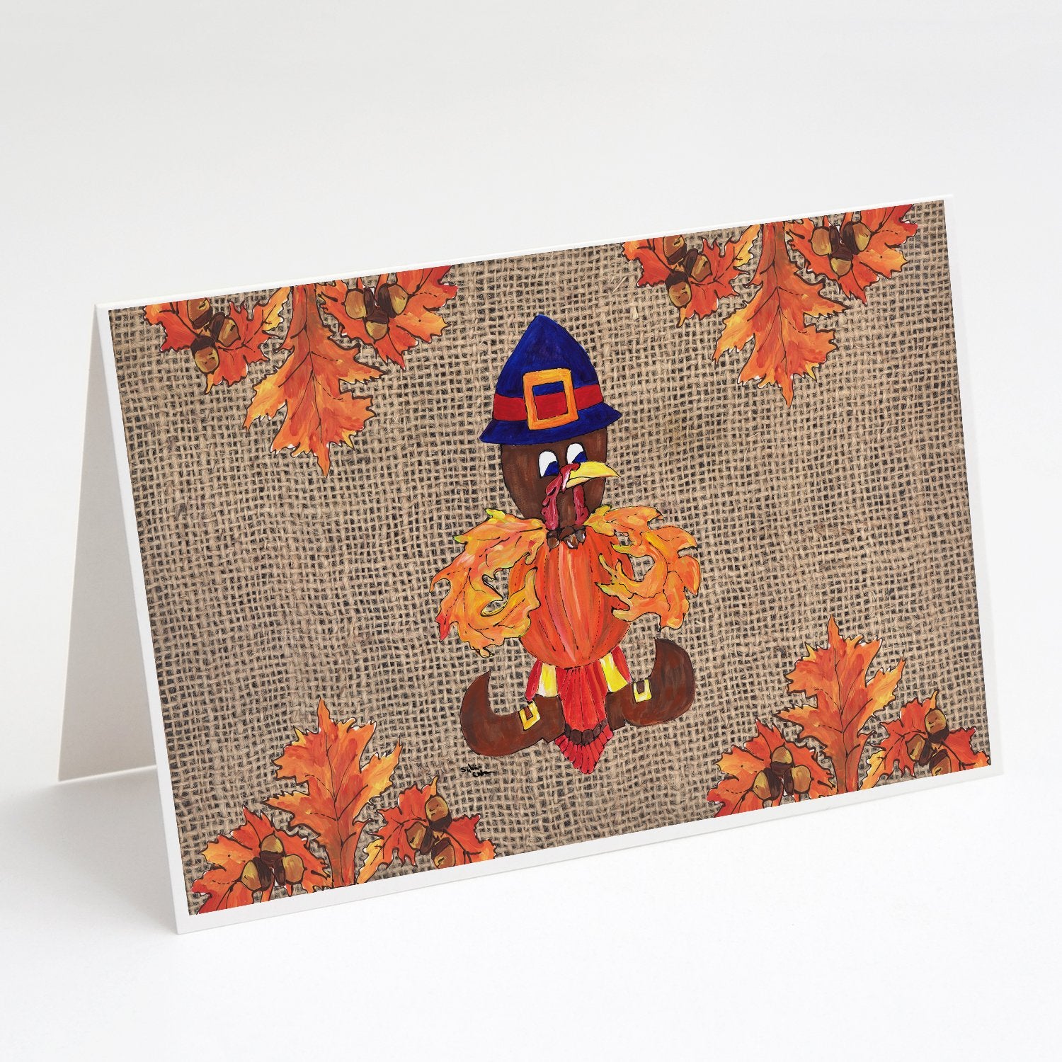 Buy this Thanksgiving Turkey Fleur de lis on Faux Burlap Greeting Cards and Envelopes Pack of 8