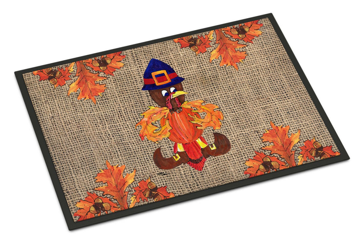 Thanksgiving Turkey Pilgrim Fleur de lis  Indoor or Outdoor Mat 24x36 Doormat - the-store.com