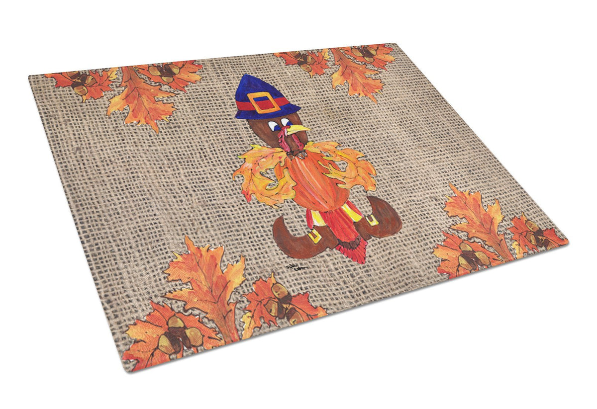 Thanksgiving Turkey Pilgram Fleur de lis Glass Cutting Board Large by Caroline&#39;s Treasures
