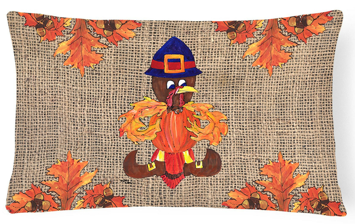 Thanksgiving Turkey Pilgrim Fleur de lis Decorative   Canvas Fabric Pillow by Caroline&#39;s Treasures