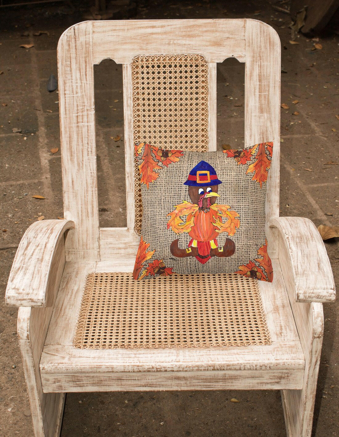 Thanksgiving Turkey Pilgrim Fleur de lis Decorative   Canvas Fabric Pillow - the-store.com