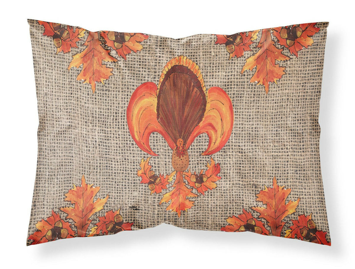 Thanksgiving Turkey Fleur de lis Moisture wicking Fabric standard pillowcase by Caroline&#39;s Treasures