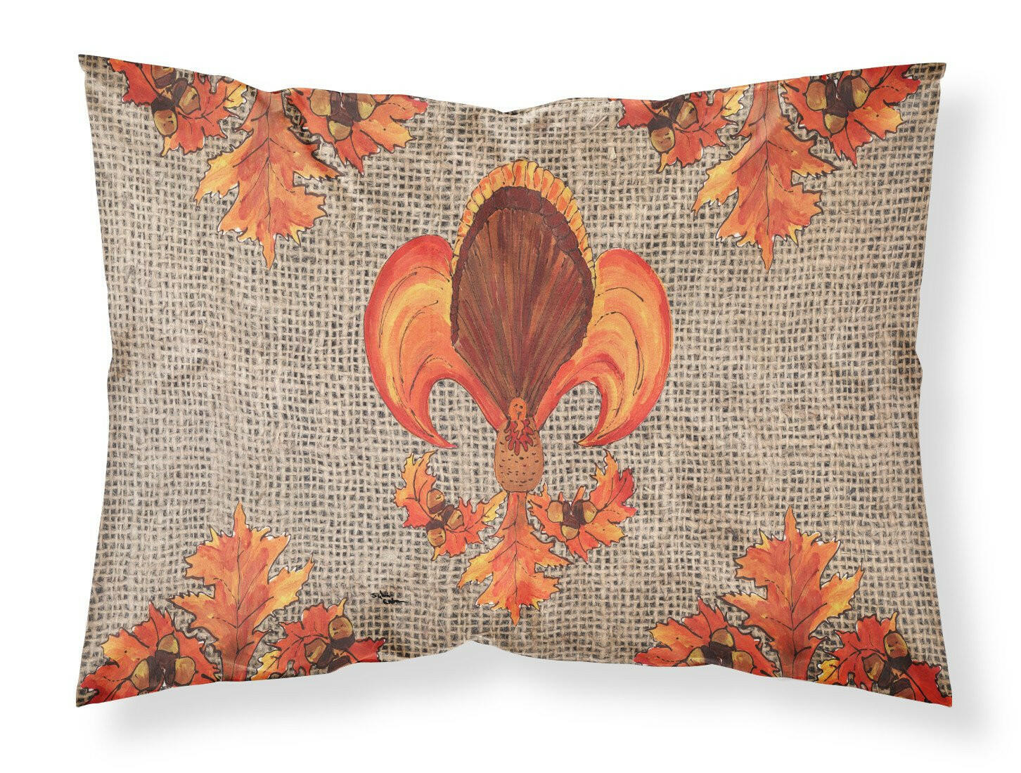 Thanksgiving Turkey Fleur de lis Moisture wicking Fabric standard pillowcase by Caroline's Treasures