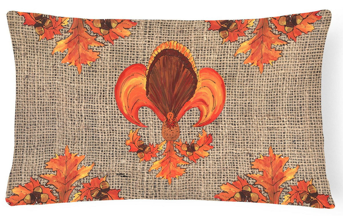 Thanksgiving Turkey Fleur de lis Decorative   Canvas Fabric Pillow by Caroline&#39;s Treasures