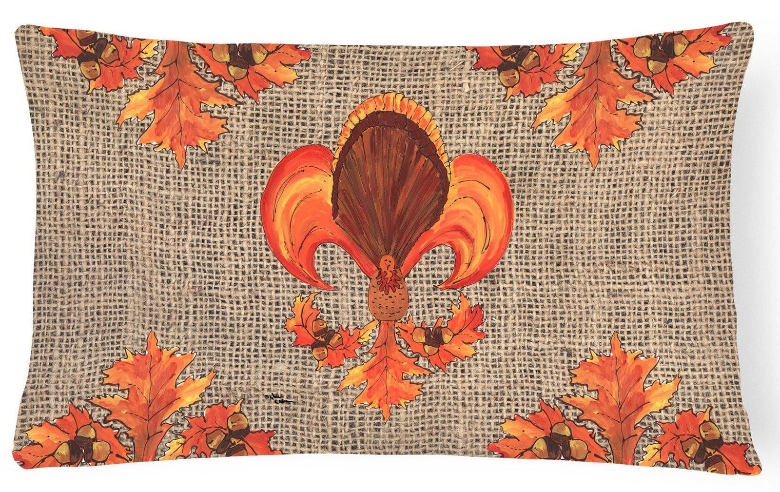 Thanksgiving Turkey Fleur de lis Decorative   Canvas Fabric Pillow by Caroline's Treasures