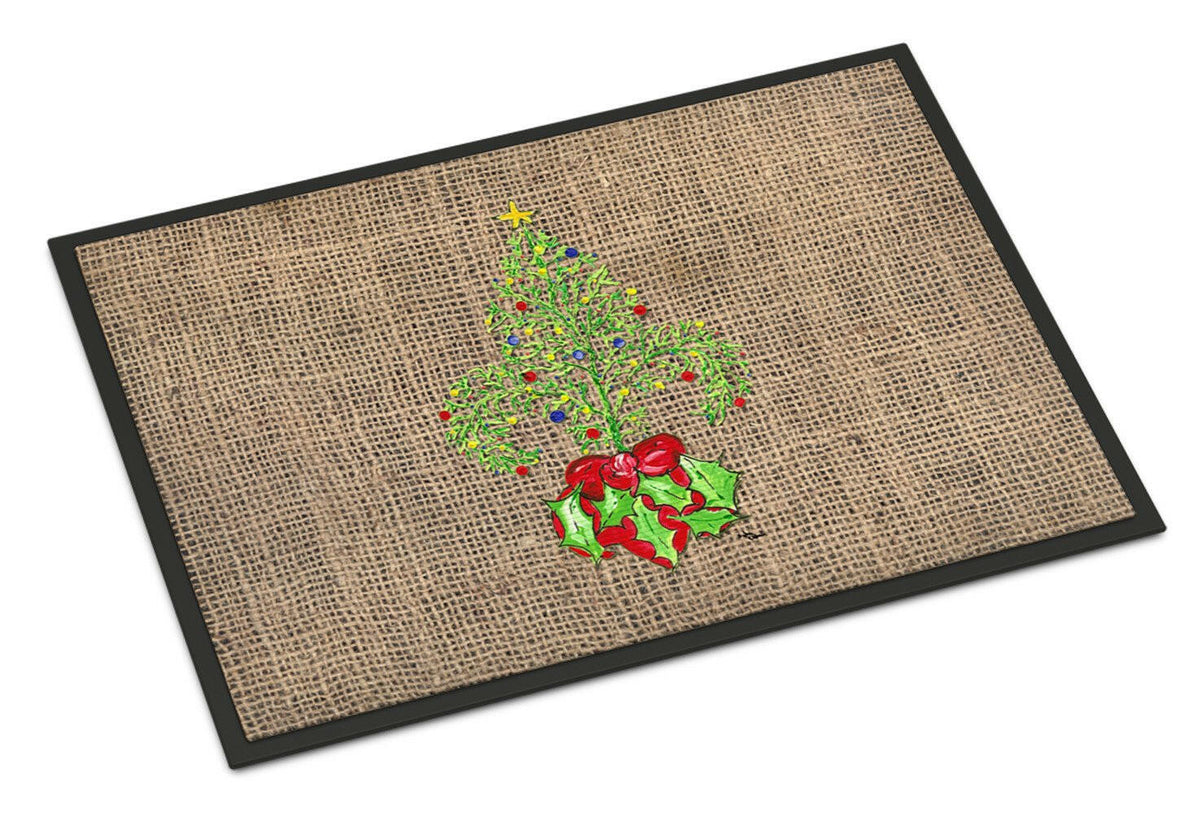 Christmas Tree Fleur de lis Indoor or Outdoor Mat 24x36 Doormat - the-store.com