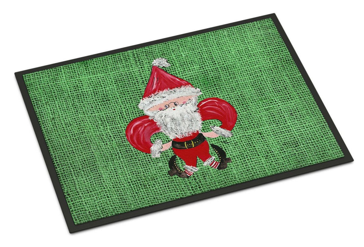 Christmas Santa Fleur de lis Indoor or Outdoor Mat 24x36 Doormat - the-store.com