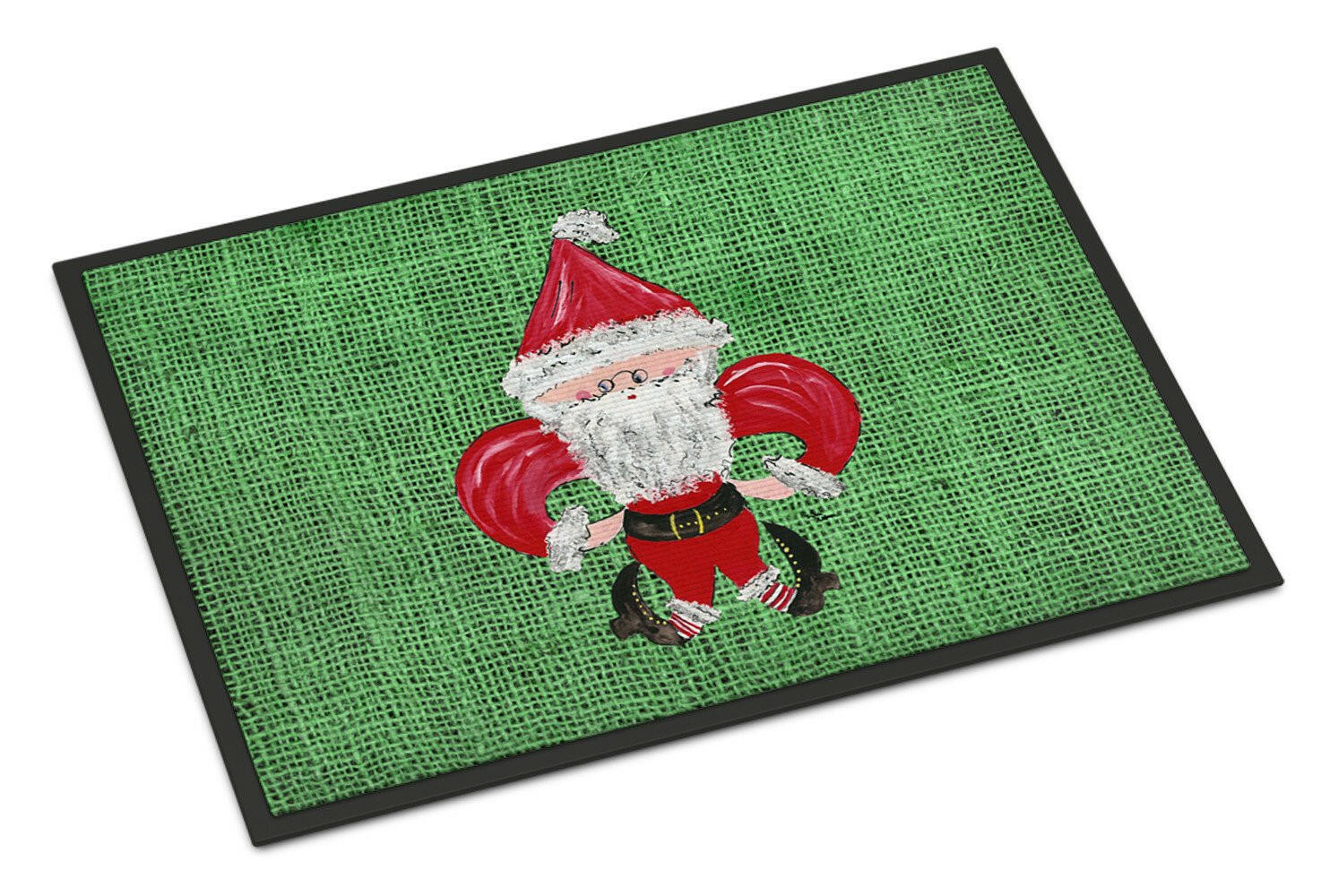 Christmas Santa Fleur de lis Indoor or Outdoor Mat 18x27 Doormat - the-store.com