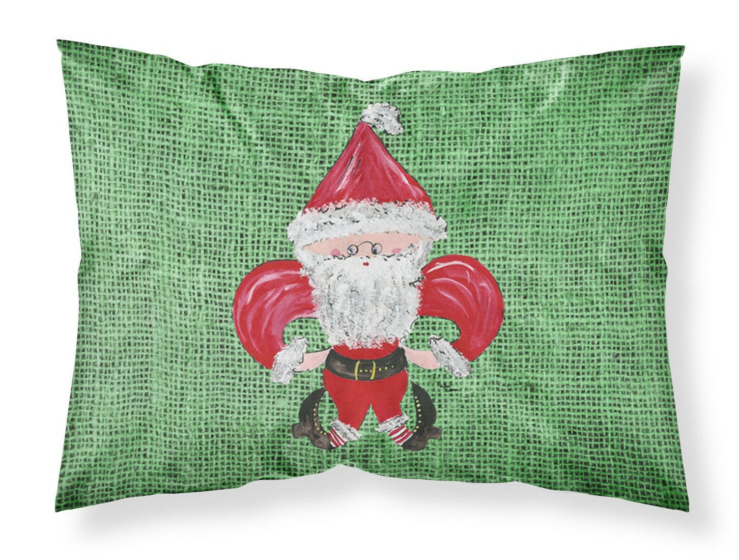 Christmas Santa Fleur de lis Moisture wicking Fabric standard pillowcase by Caroline's Treasures