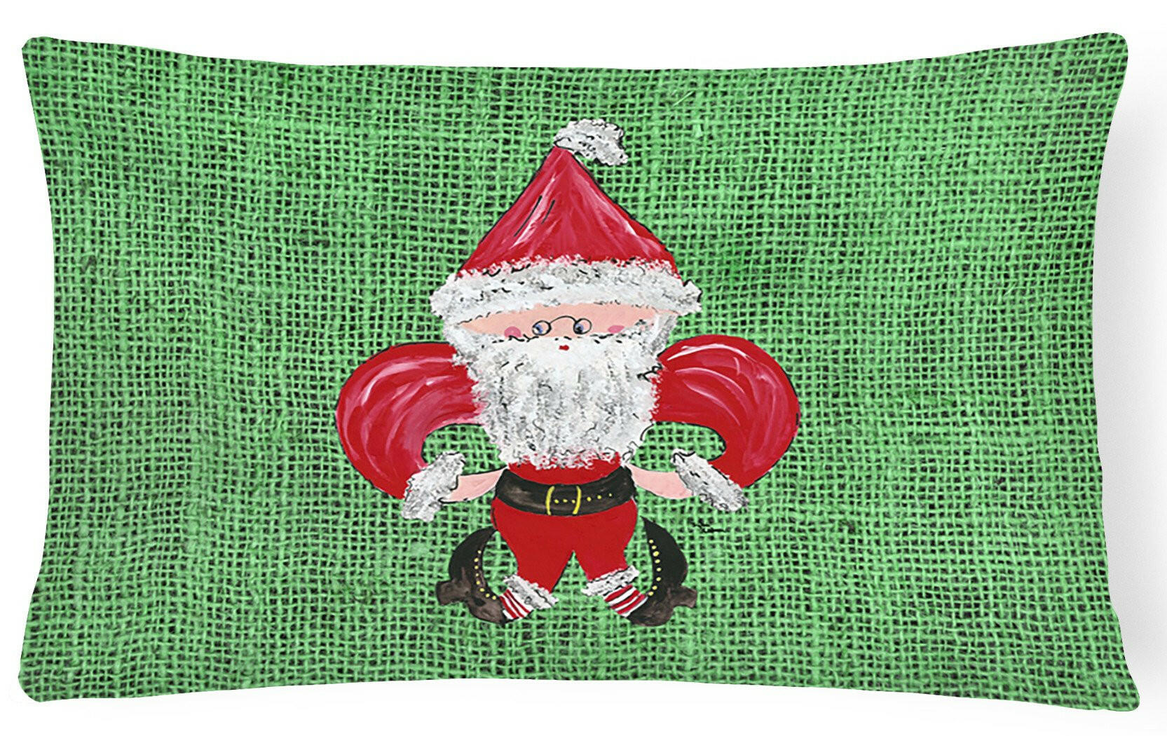 Christmas Santa Fleur de lis Decorative   Canvas Fabric Pillow by Caroline's Treasures