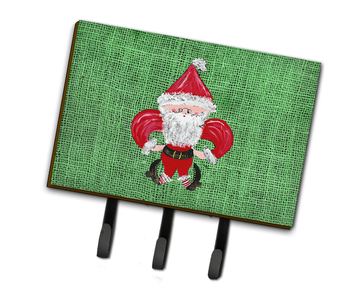 Christmas Santa Fleur de lis Leash Holder or Key Hook