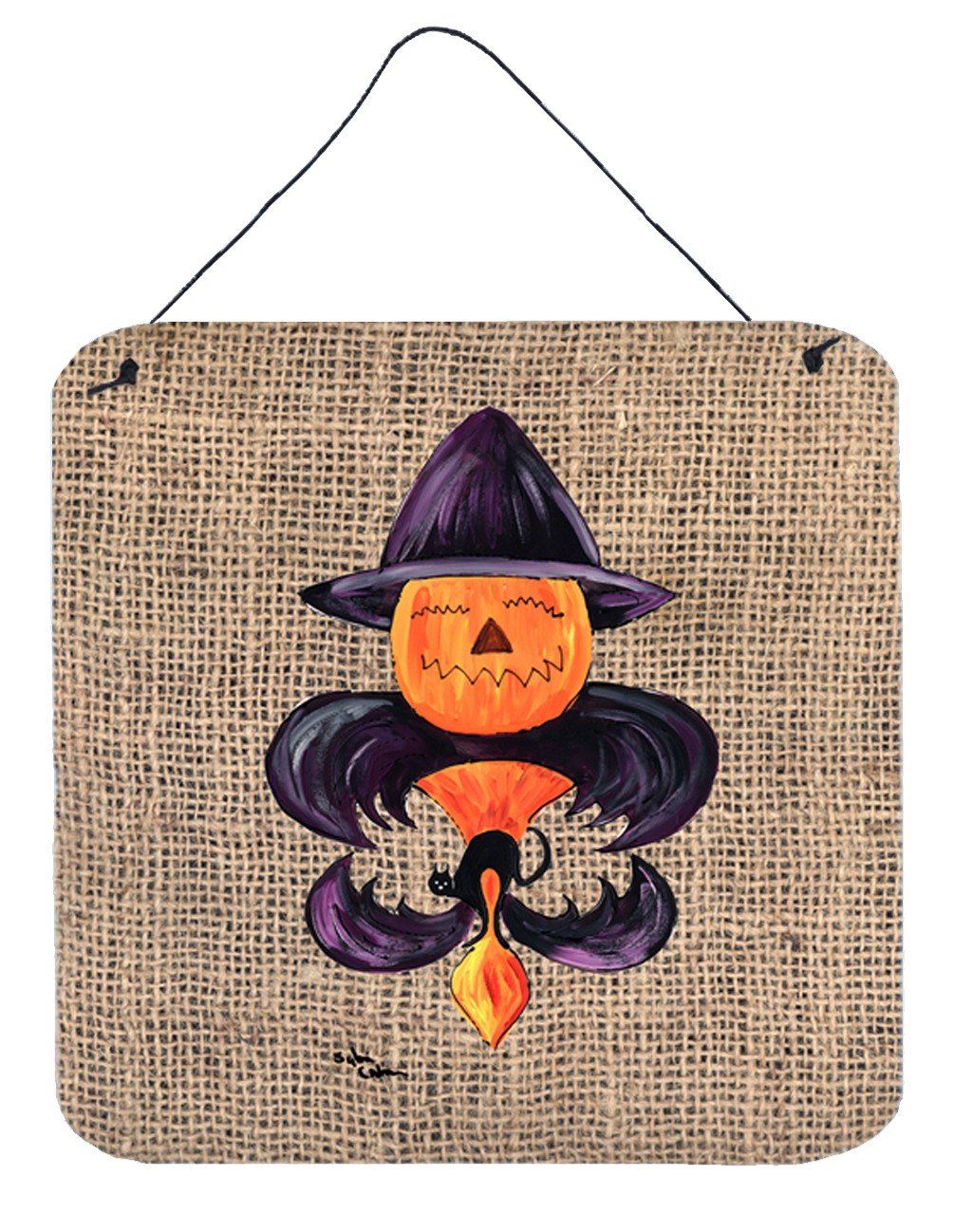 Halloween Pumpkin Bat Fleur de lis Aluminium Metal Wall or Door Hanging Prints by Caroline&#39;s Treasures