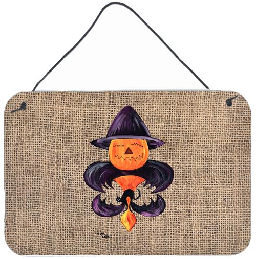 Halloween Pumpkin Bat Fleur de lis Indoor Wall or Door Hanging Prints by Caroline&#39;s Treasures