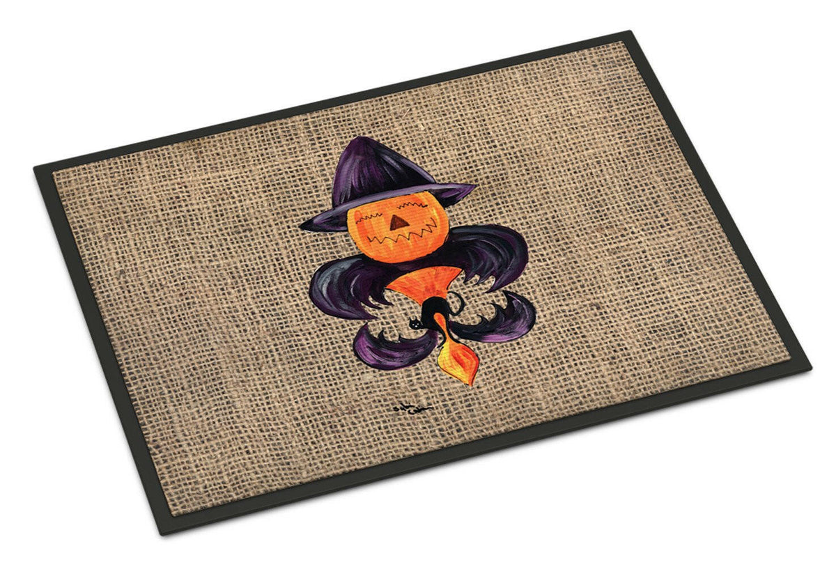 Halloween Pumpkin Bat Fleur de lis Indoor or Outdoor Mat 24x36 Doormat - the-store.com