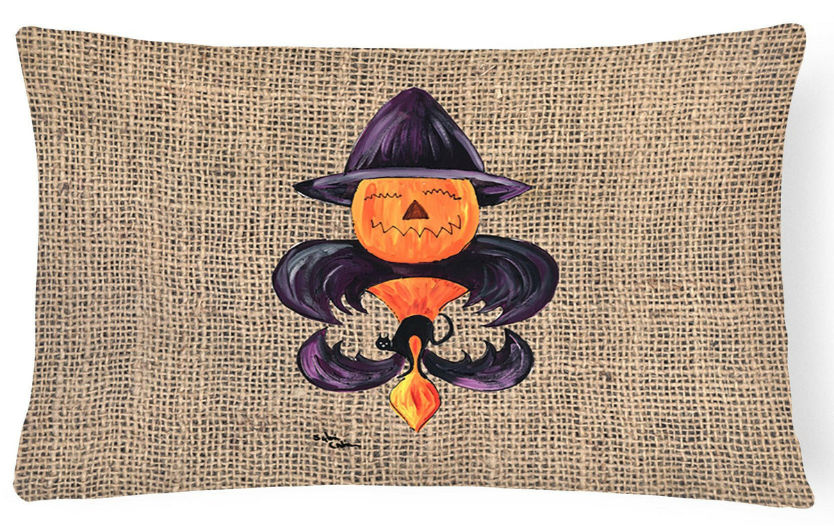 Halloween Pumpkin Bat Fleur de lis Decorative   Canvas Fabric Pillow by Caroline&#39;s Treasures