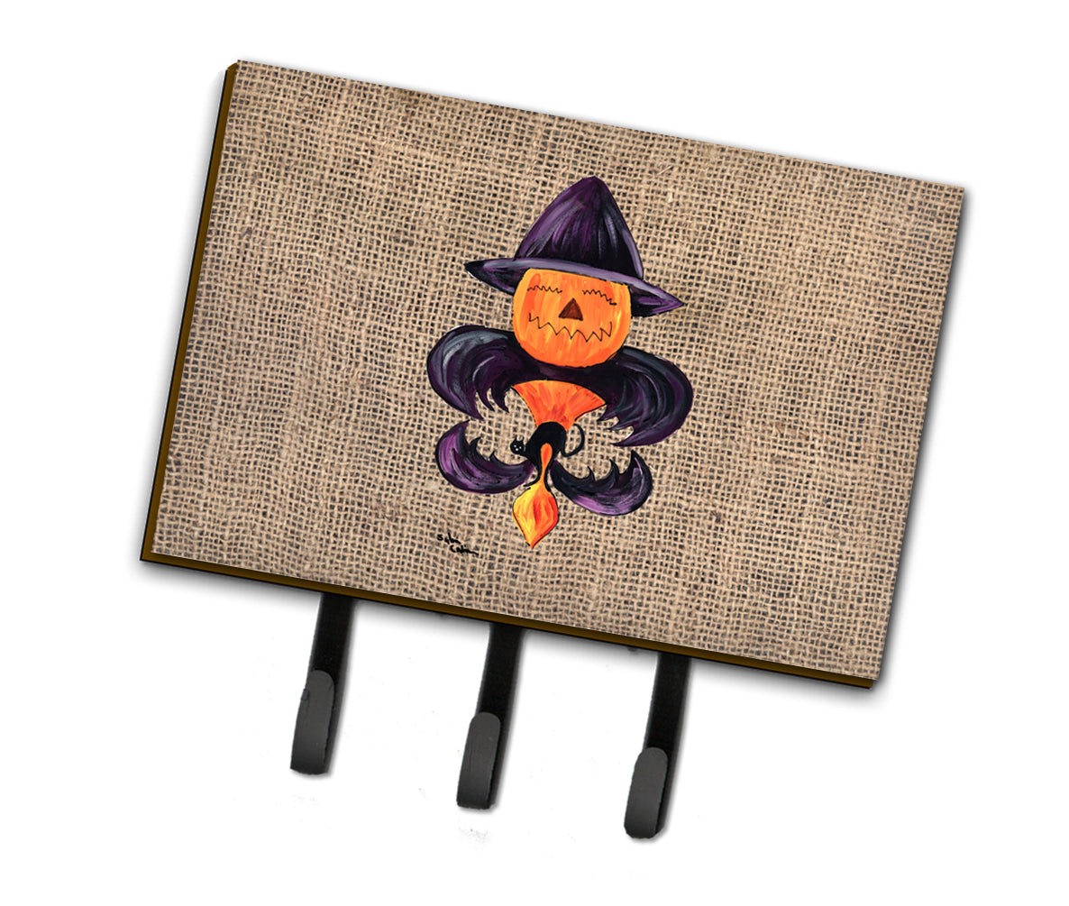 Halloween Pumpkin Bat Fleur de lis Leash Holder or Key Hook
