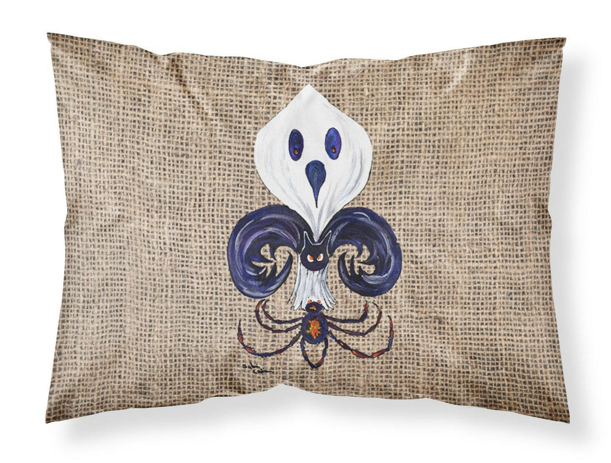 Halloween Ghost Spider Bat Fleur de lis wicking Fabric standard pillowcase by Caroline&#39;s Treasures
