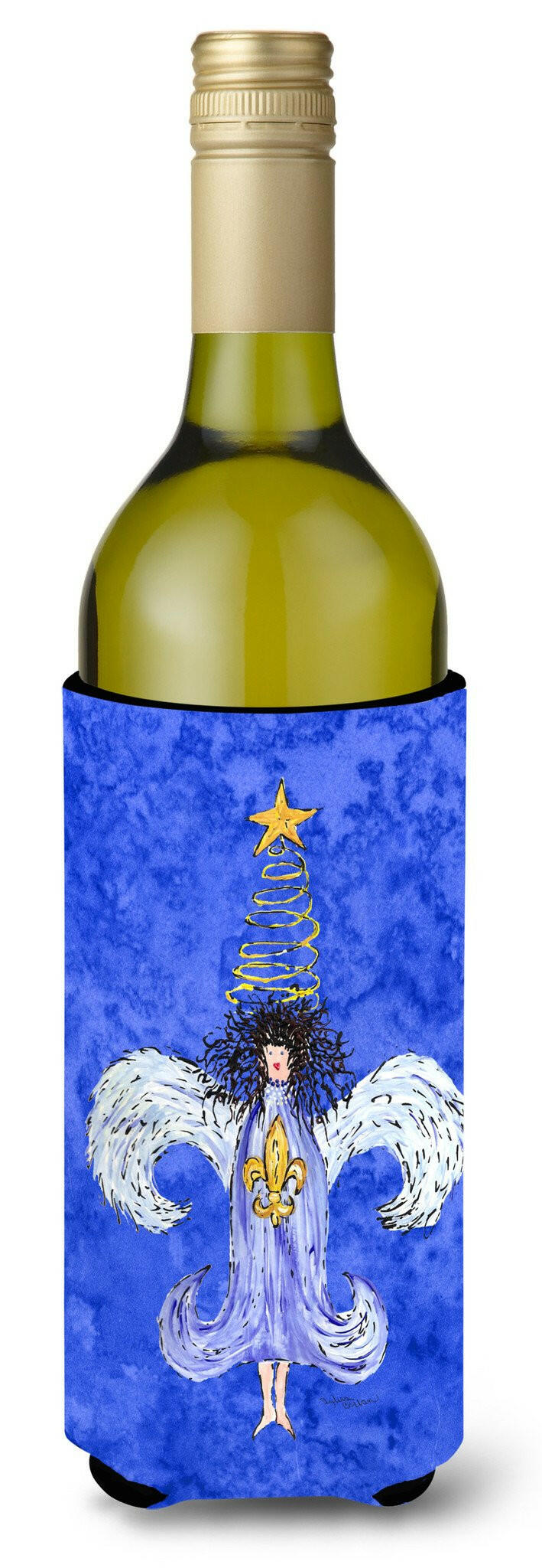 Christmas Angel Fleur de lis  Wine Bottle Beverage Insulator Beverage Insulator Hugger by Caroline's Treasures