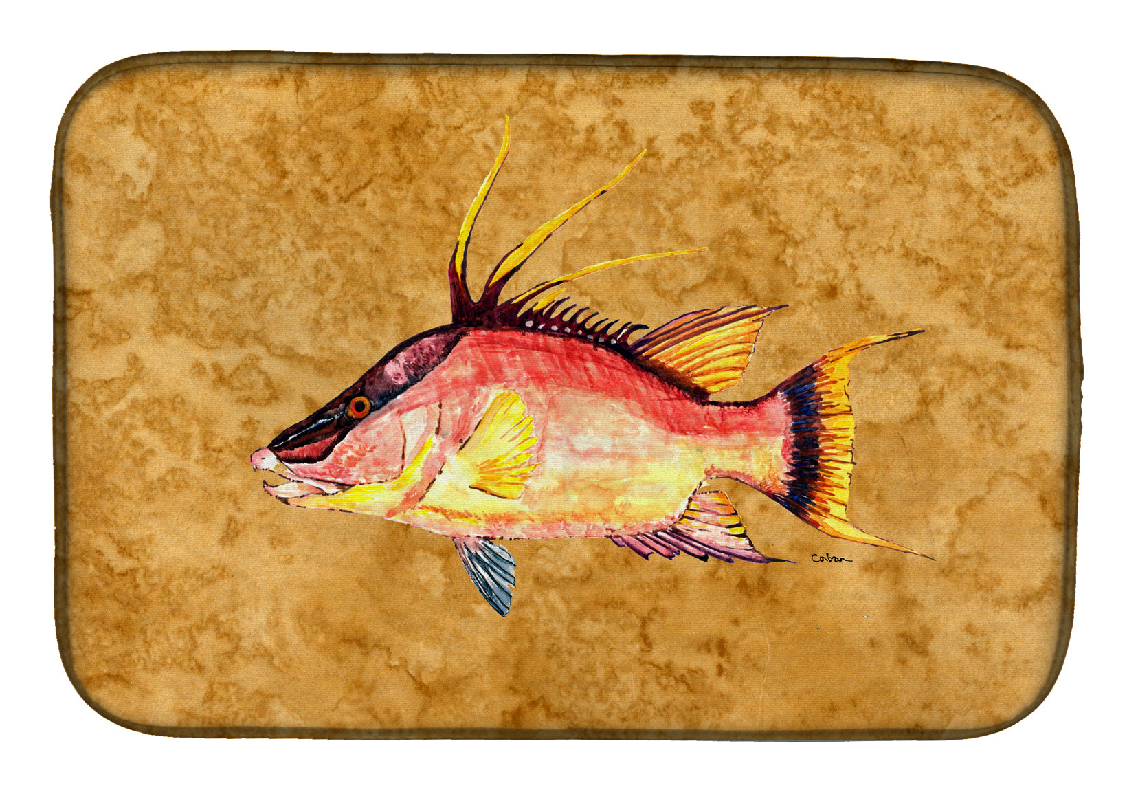 Hog Snapper on Gold Dish Drying Mat 8751DDM  the-store.com.