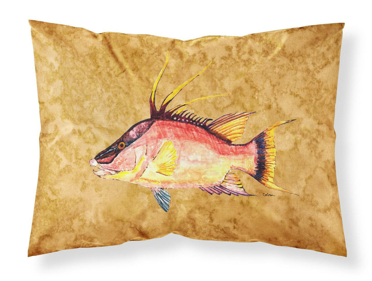 Hog Snapper on Gold Fabric Standard Pillowcase 8751PILLOWCASE by Caroline&#39;s Treasures
