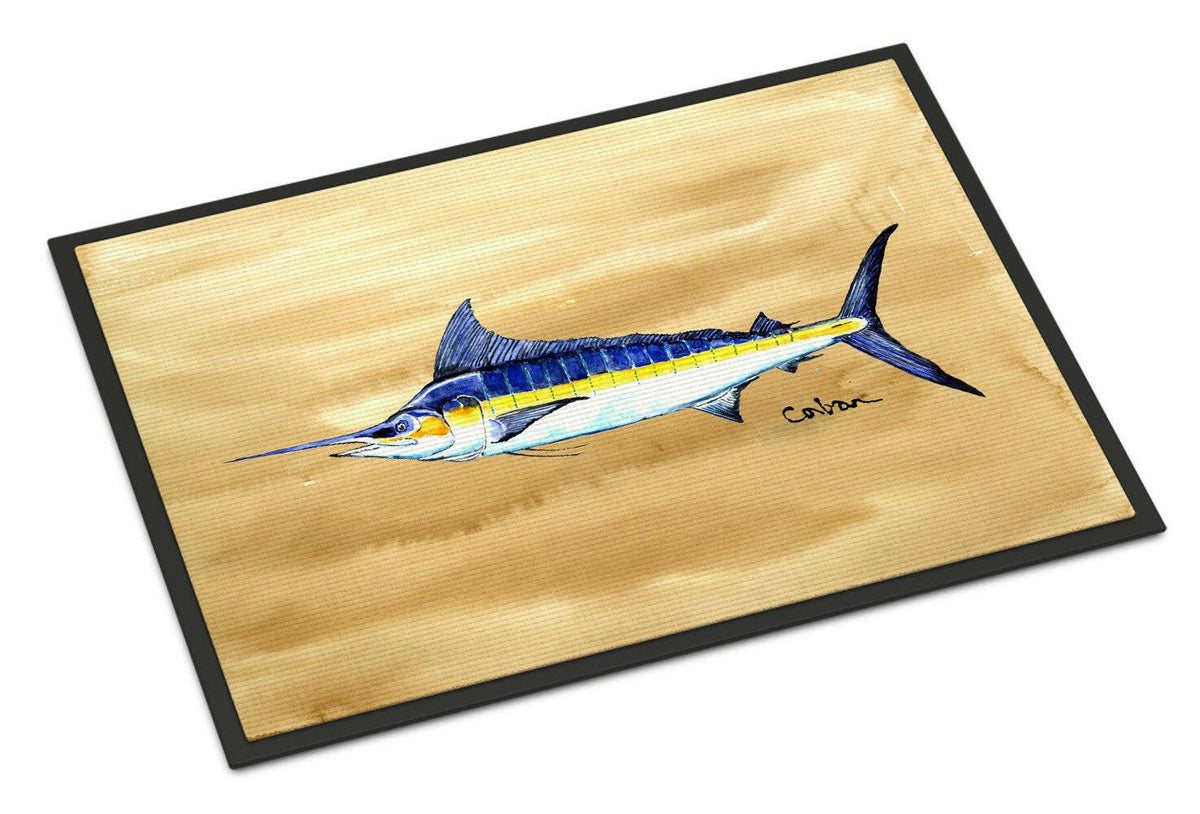 Swordfish on Sandy Beach Indoor or Outdoor Mat 24x36 8754JMAT - the-store.com