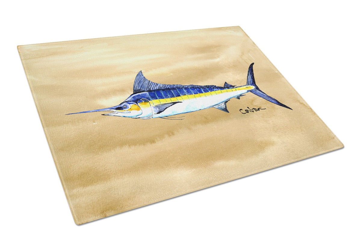 Swordfish on Sandy Beach Glass Cutting Board Large 8754LCB by Caroline&#39;s Treasures