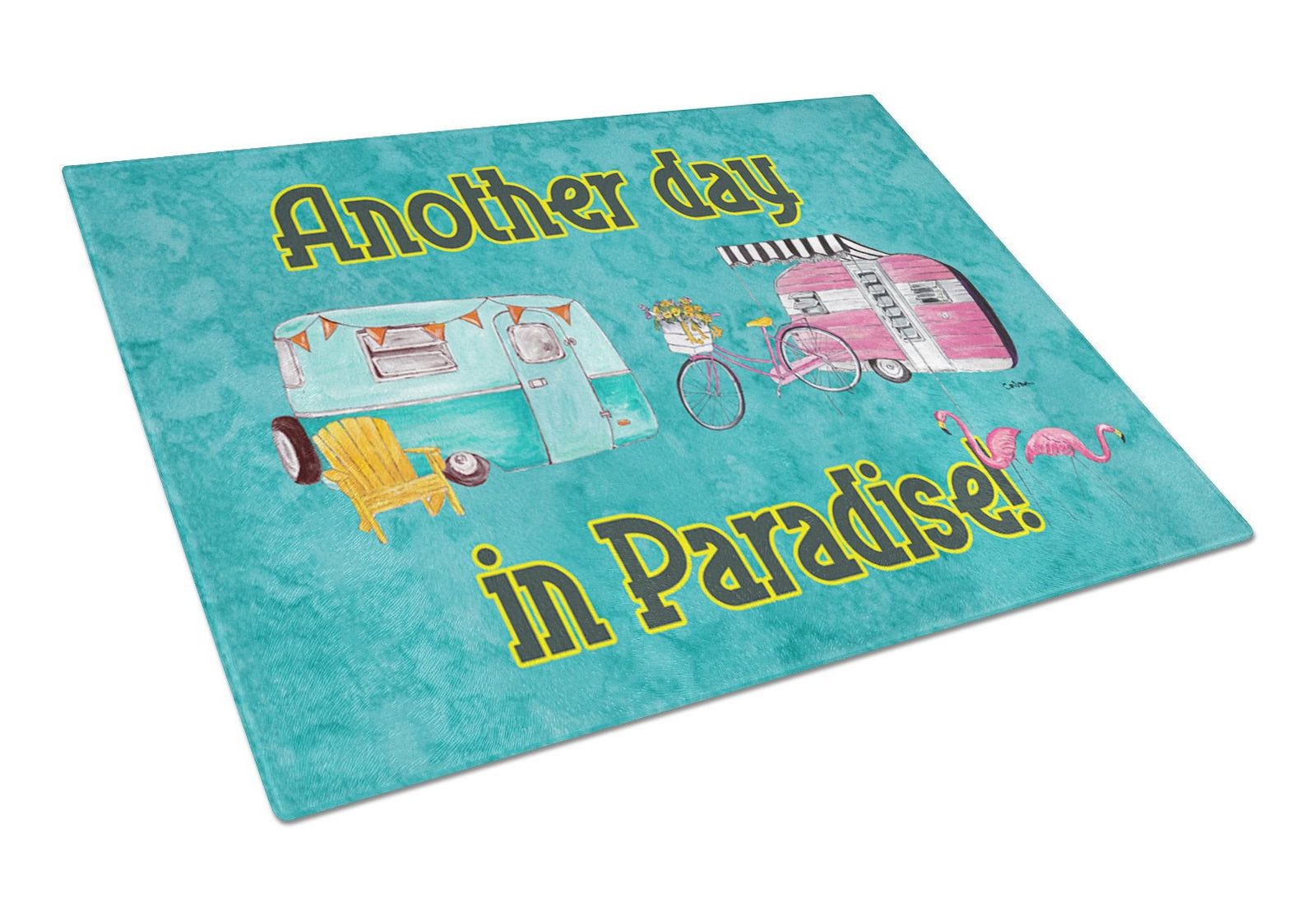 Another Day in Paradise Glass Cutting Board Large by Caroline's Treasures