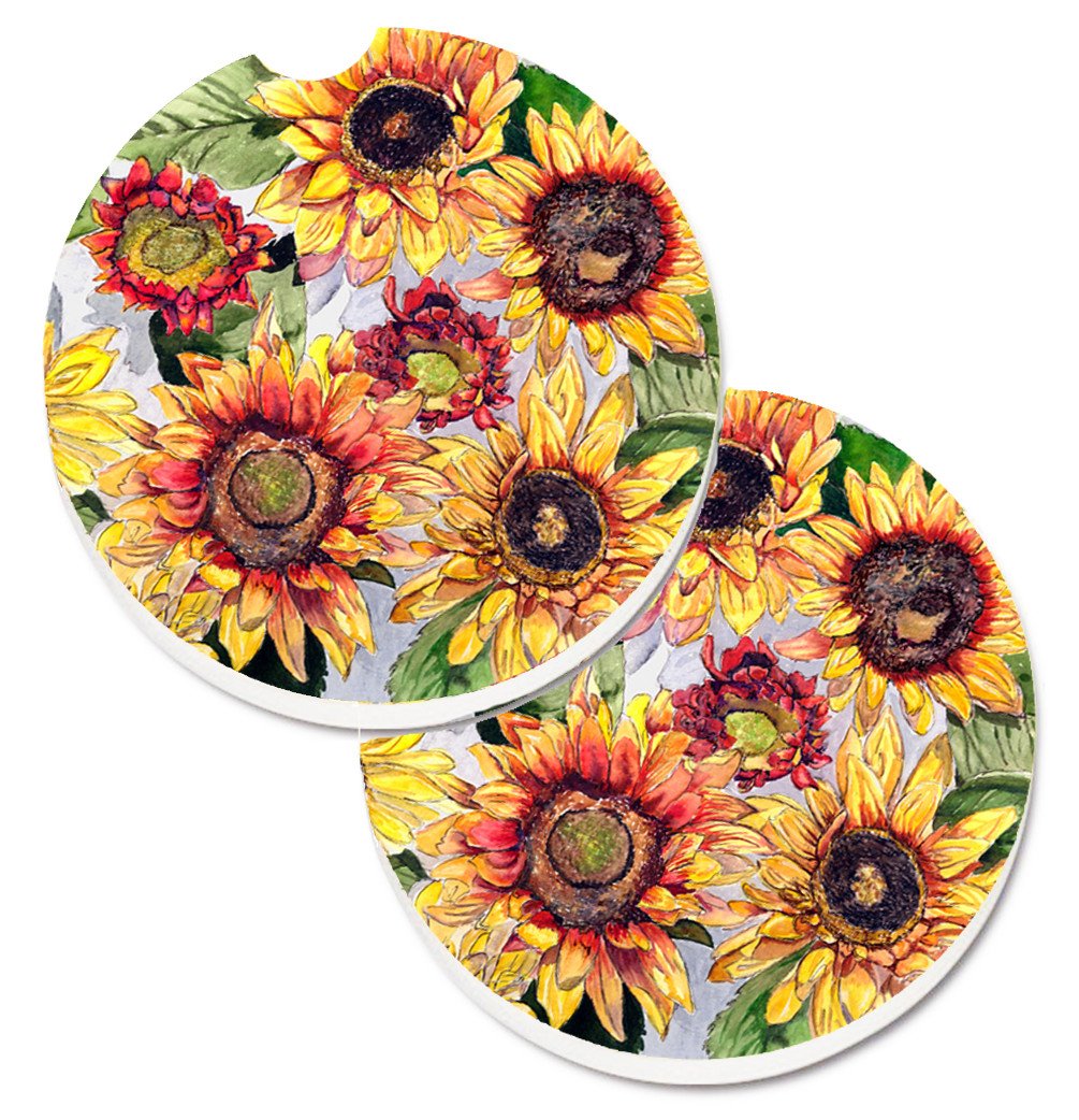 Sunflowers Set of 2 Cup Holder Car Coasters 8766CARC by Caroline's Treasures