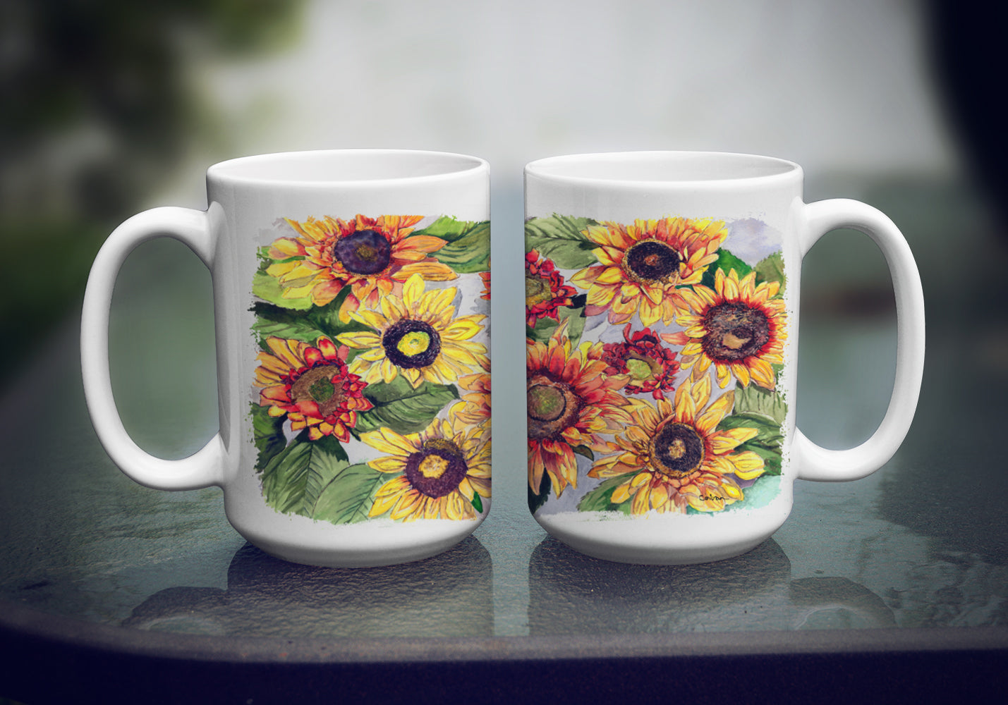 Sunflowers Dishwasher Safe Microwavable Ceramic Coffee Mug 15 ounce 8766CM15