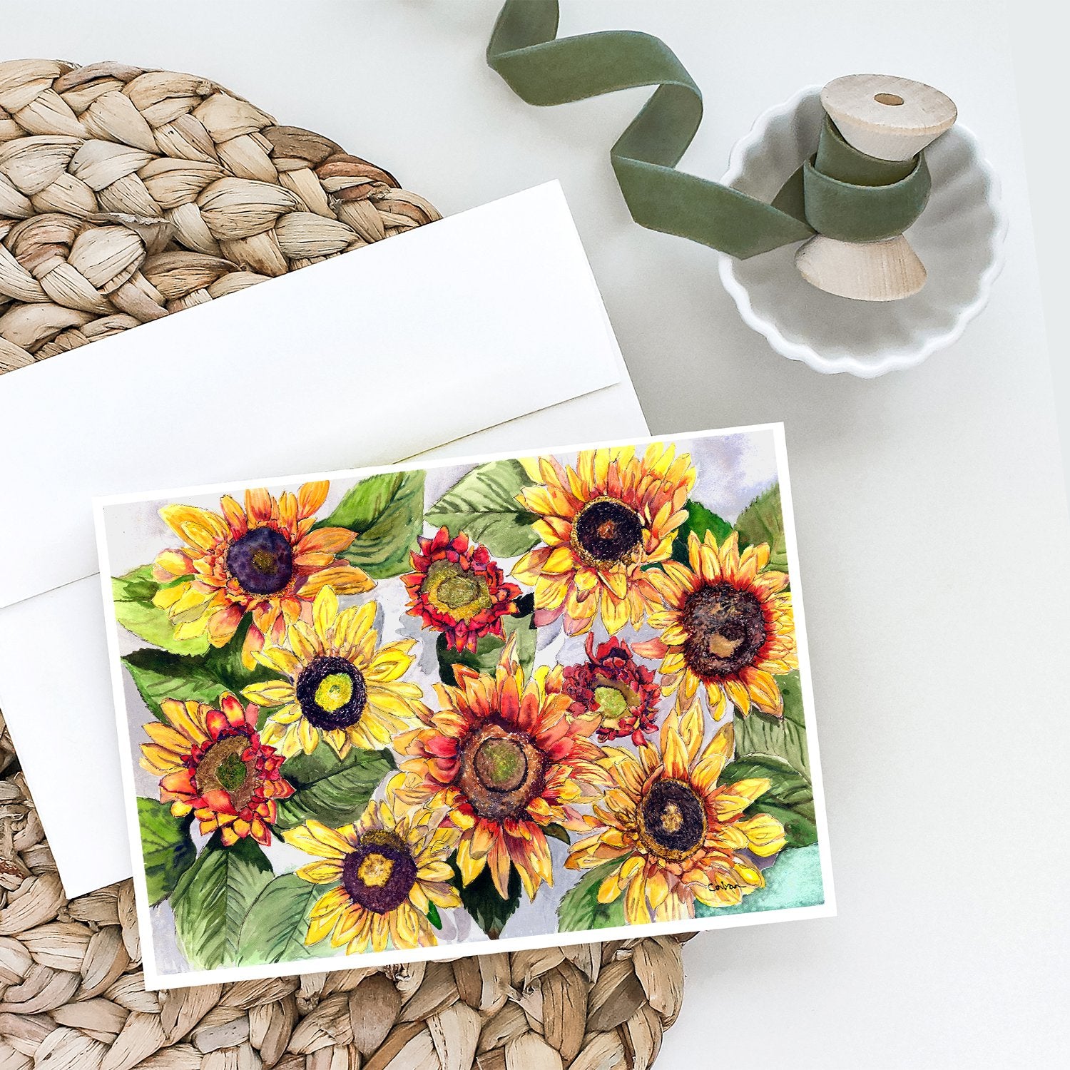 Sunflowers Greeting Cards and Envelopes Pack of 8 - the-store.com